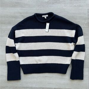 New Banana Republic 100% Cotton Striped Knit Sweater – Navy & White – Size XS